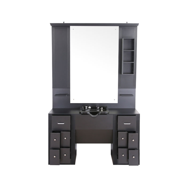 HZ2039 Sort stor makeup-vask med lysskabe