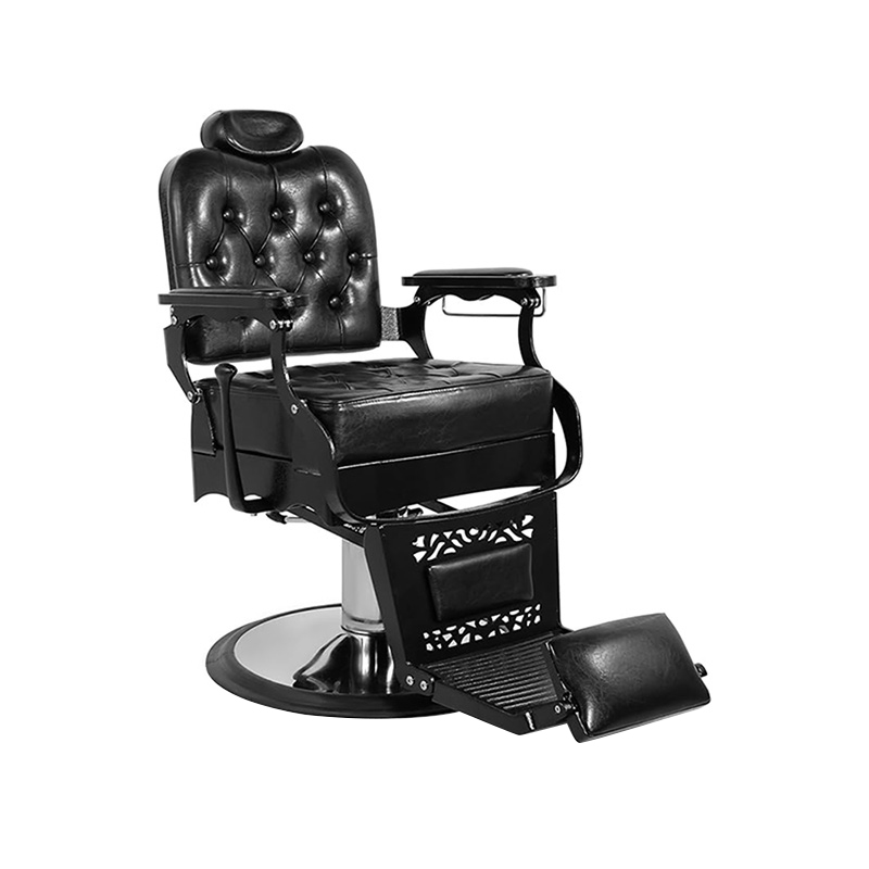 HZ8798 Sort firkantet ryglæn spænde vintage frisør salon stole